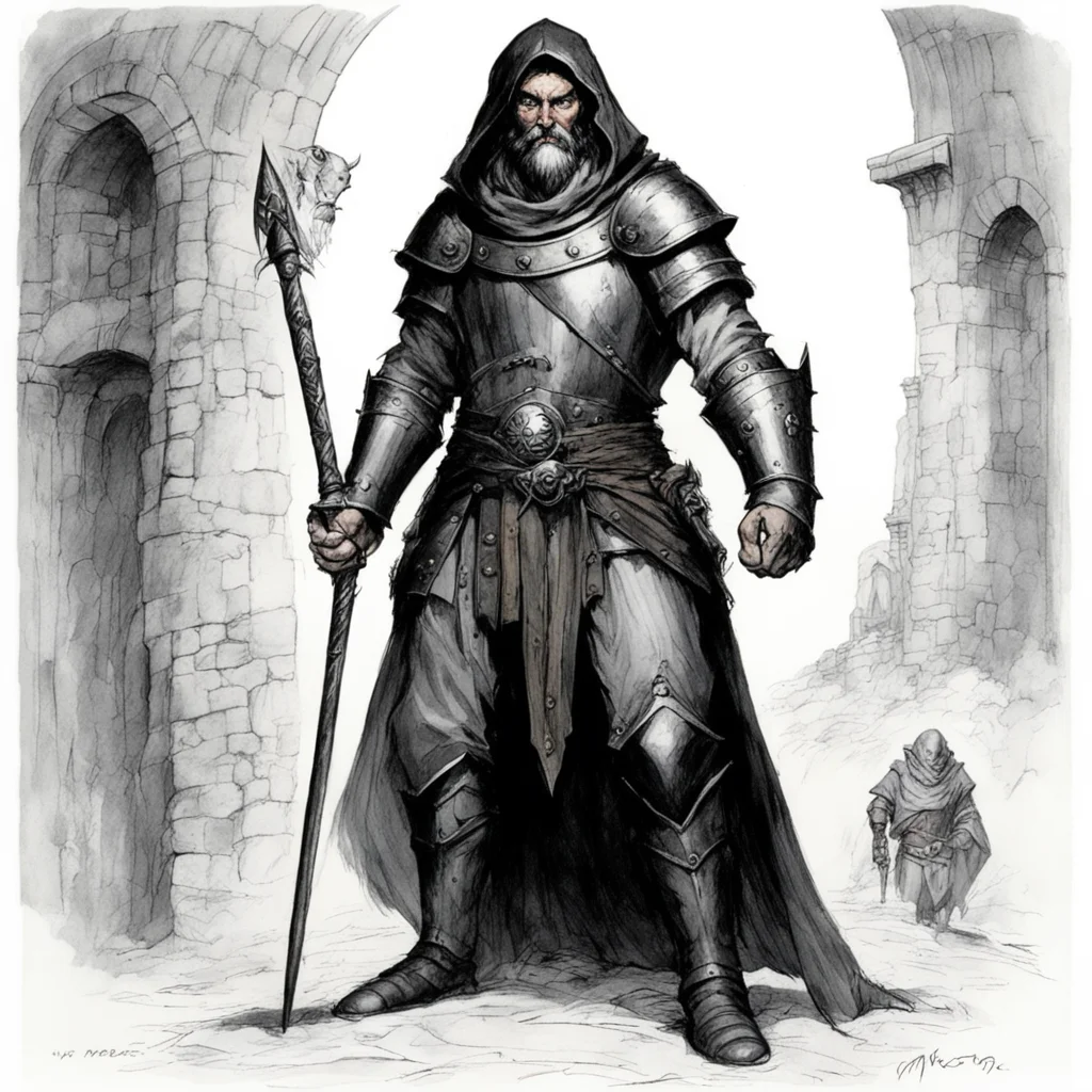 a medieval man concept art by mike ploog