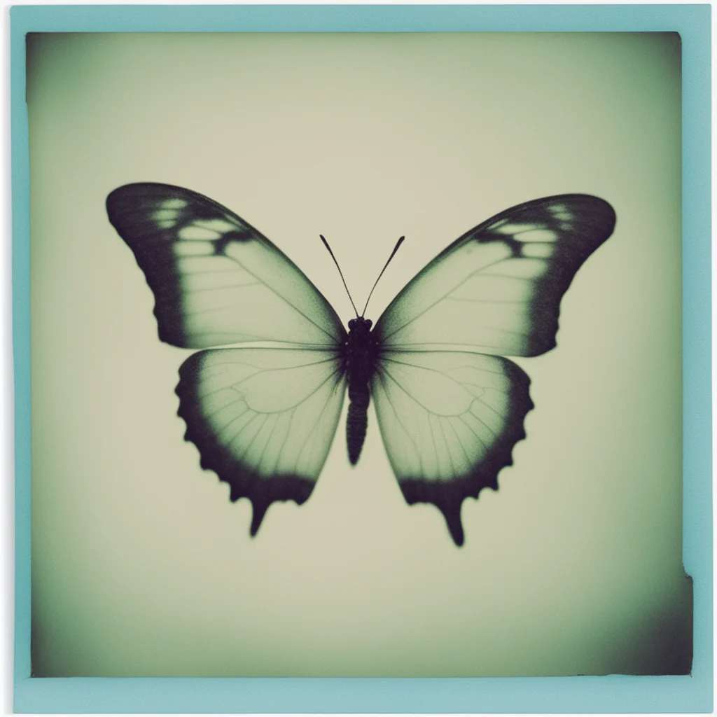a polaroid photo of butterfly faded dreamy