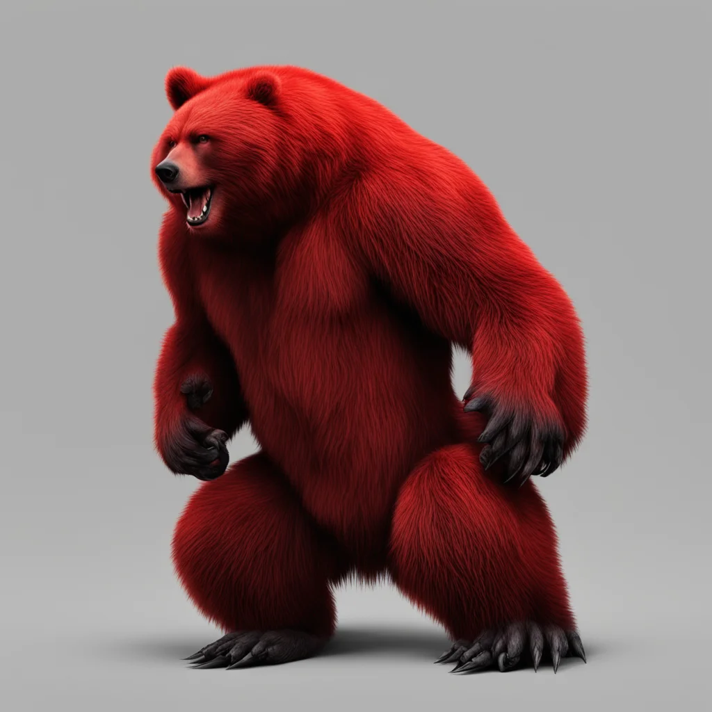a red bear with claws down