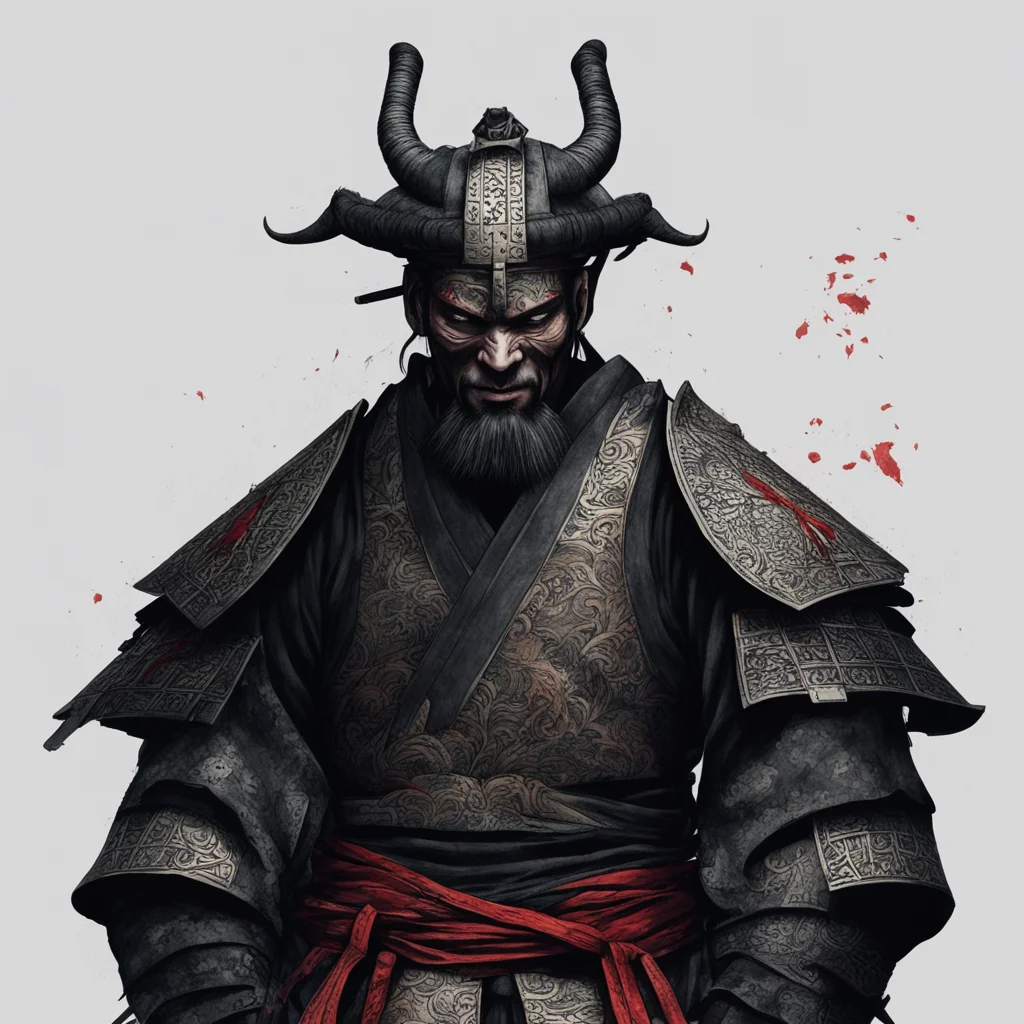a samurai in the style of deathandmilk
