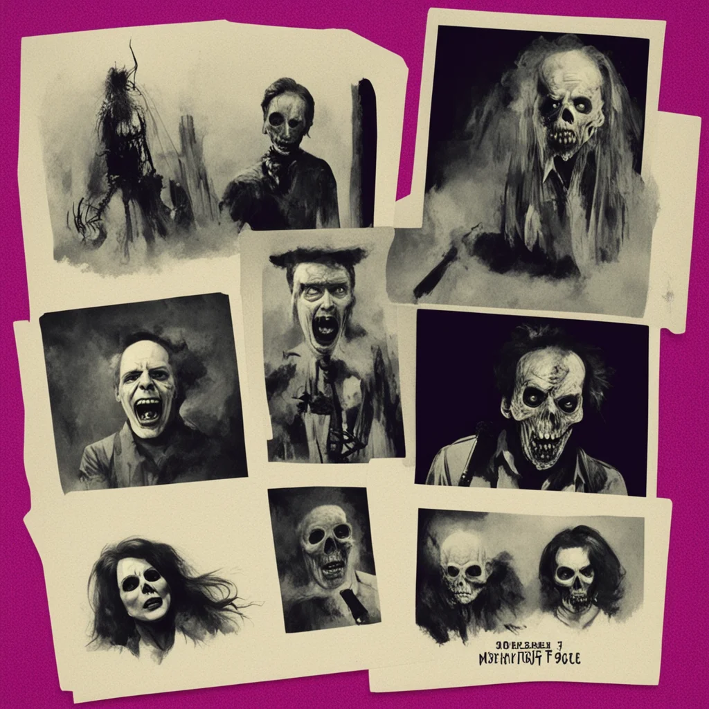 a series of horror movie postcards