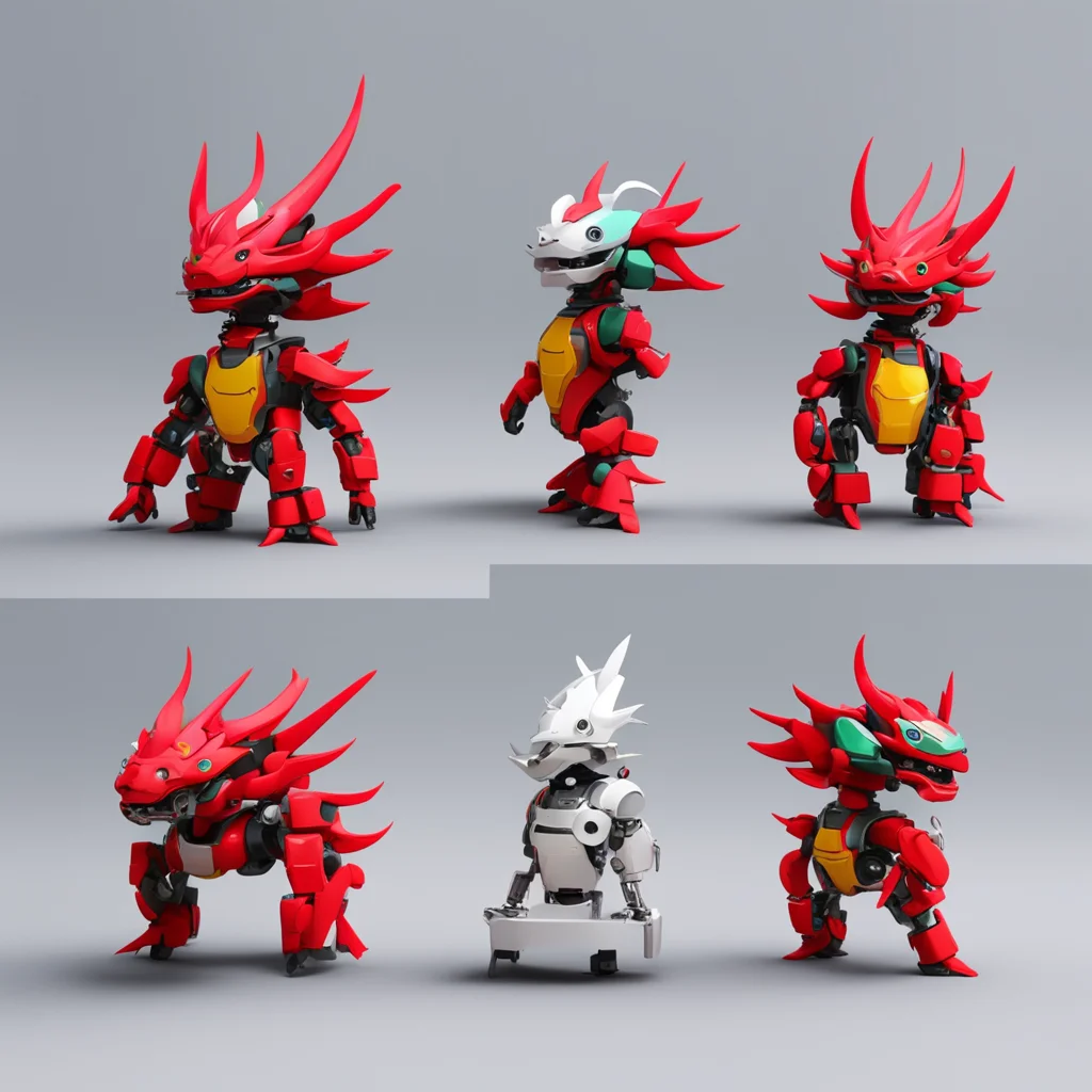 a set of chinese dragon robotdesigner toy art toy in stylized style pixar styleminimalist ar 169