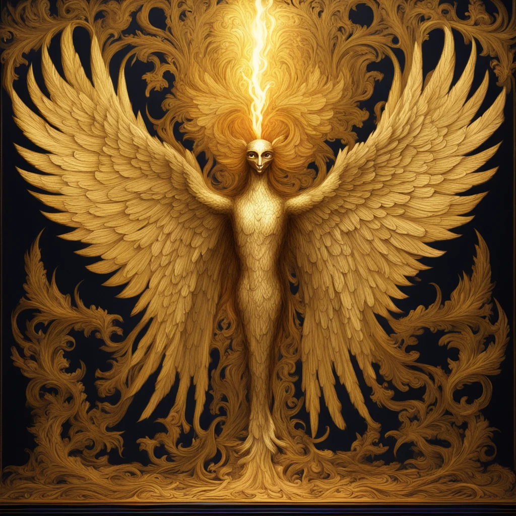 a shining phoenix rising out of a realistic brain in a grail painted in the style of a medieval icon gold leaf sacred ic