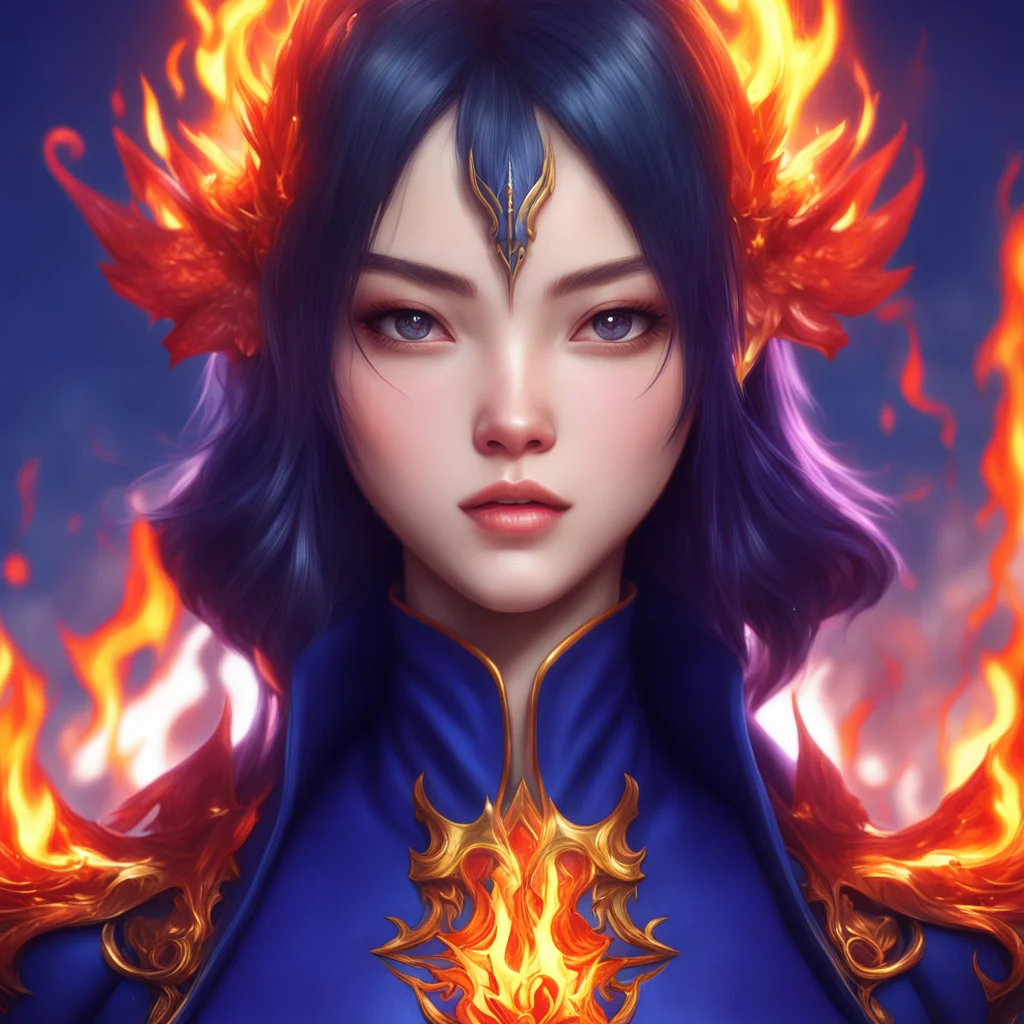 a shiny girlhyperrealistic navy blue fire mage warlock highly detailed cinematic  pixiv charming face by artgermRoss Tra