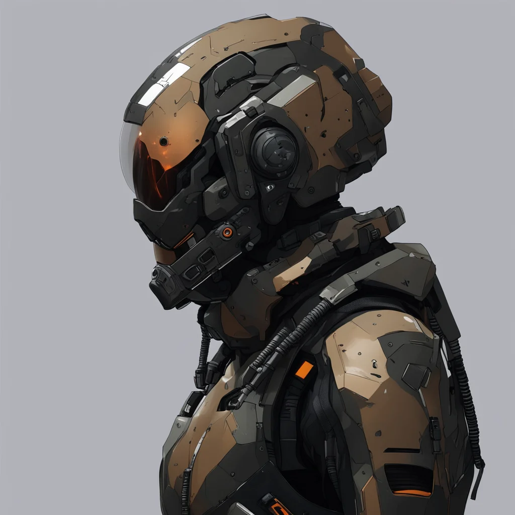 a speedpainting of a futuretech cyberpunk military exosuit with featureless hard surface modeled head wearing a black an