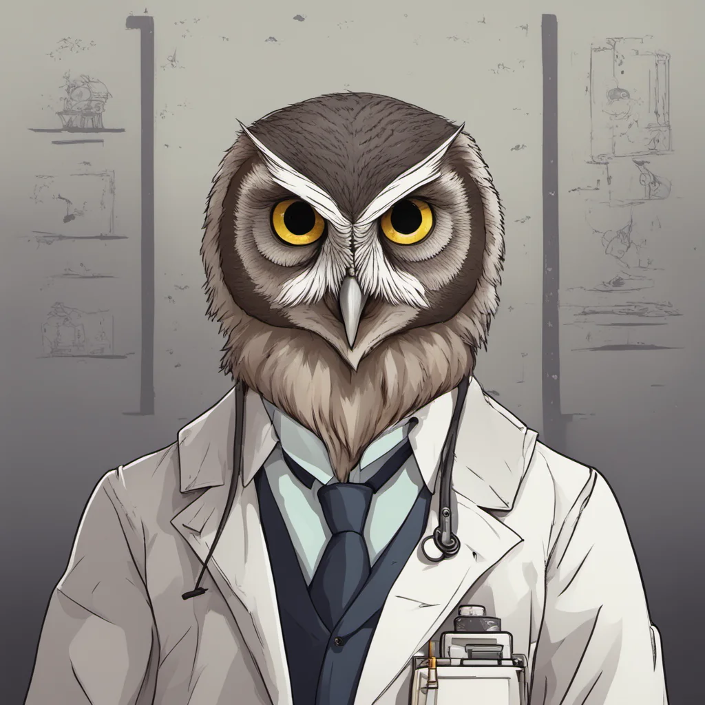 a stern looking owl scientist