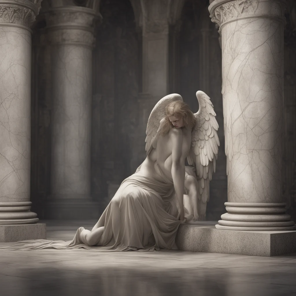 a stunning image of a fallen angel kneeling by a marble tomb by edward burne jones octane render cinematic soft lighting
