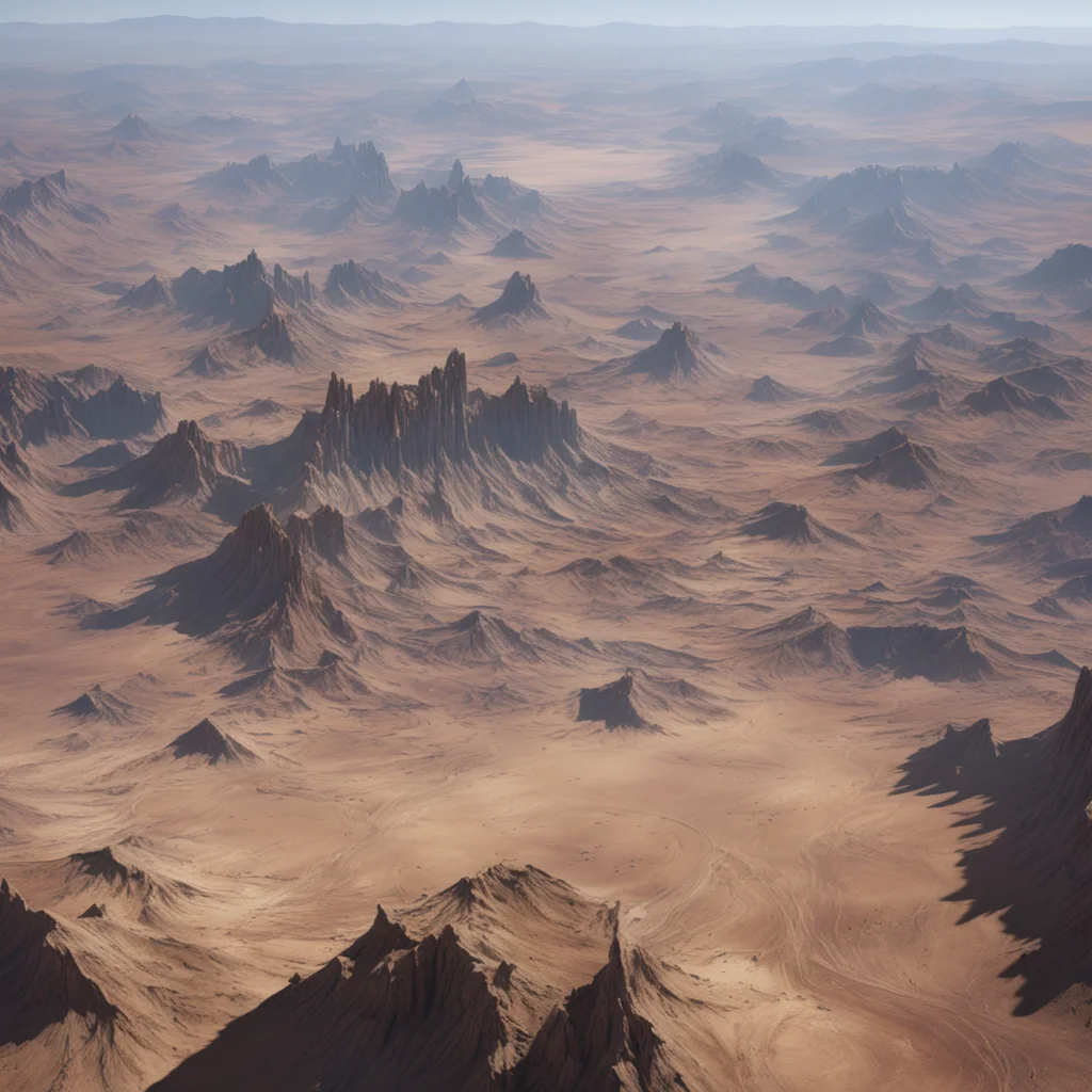 a vast canyon system viewed from a high altitudeRemnants of destroyed spaceship scatteredUltra detailed beautifully rend