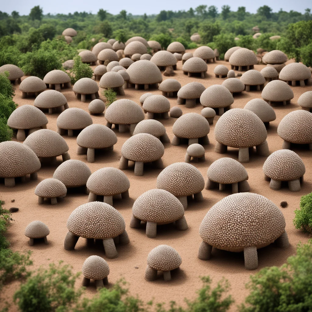 a village made out of glyptodont shells