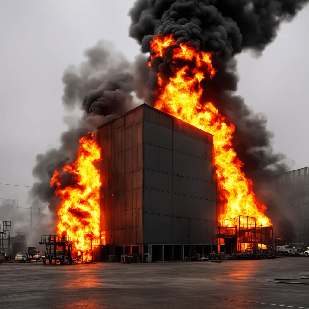 a warehouse on fire but the flames are made out of birds