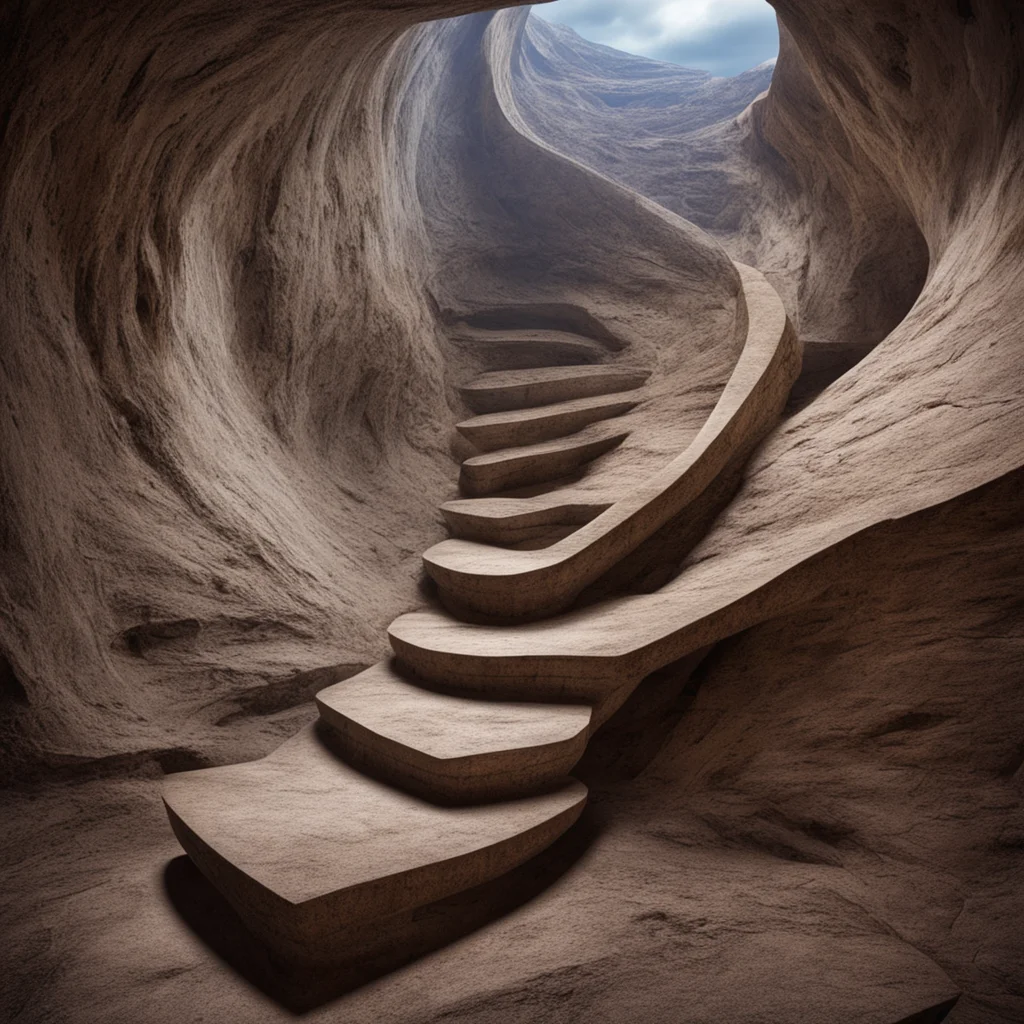 a winding staircase from the center of the earth