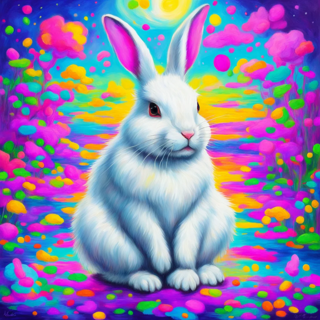a wise and all knowing white rabbit pondering life at the edge of the multiverse painted in the style of Claude Monet an