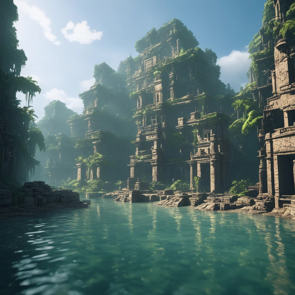 abandoned mayan city cyberpunk flooded octane render unreal engine fantasy science fiction ar 169