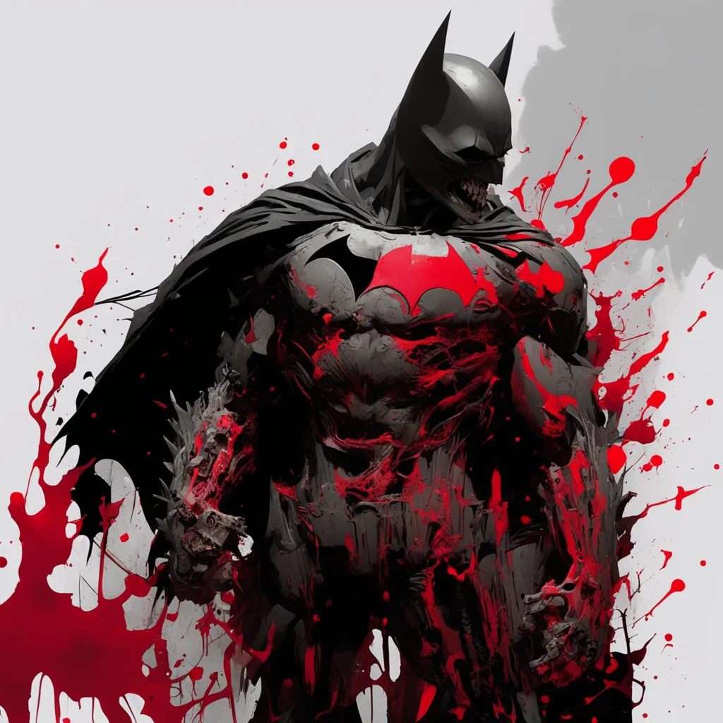 abstract dark rotten sinewy skeletal red batman by ashley wood and phil hale 4K detailed post processing —h 450 uplight