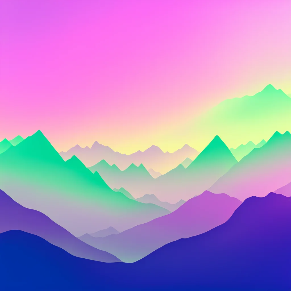abstract digital mountain landscape colour gradients fog dreamy no trees apple style