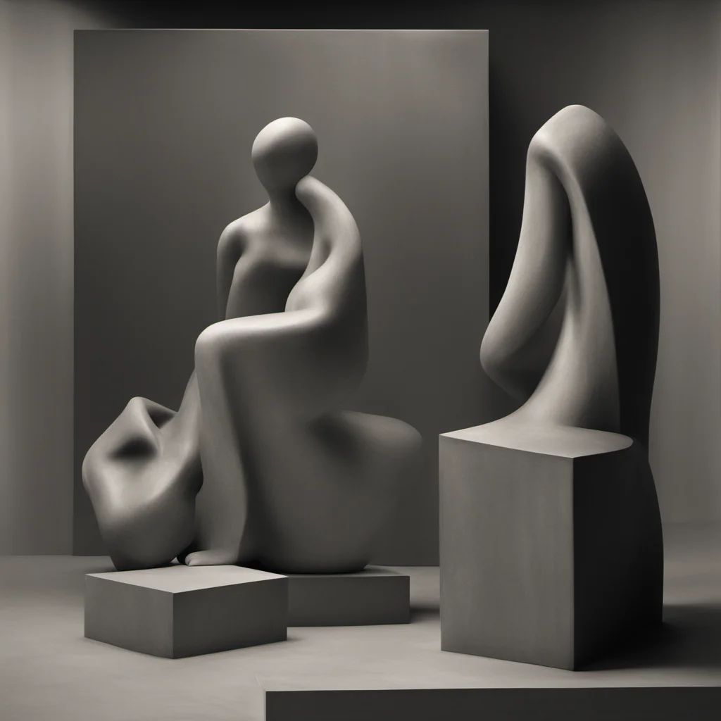 abstract misty room cubism intimate henry moore sculpture in dark museum soft skin woman figurative ar 169