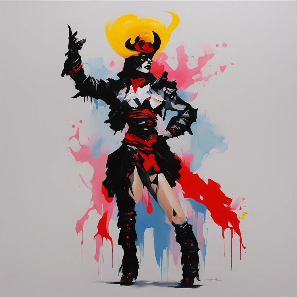 acrylic painting Cheerleader Cowboy Demon Knight minimal oil painting ar 168