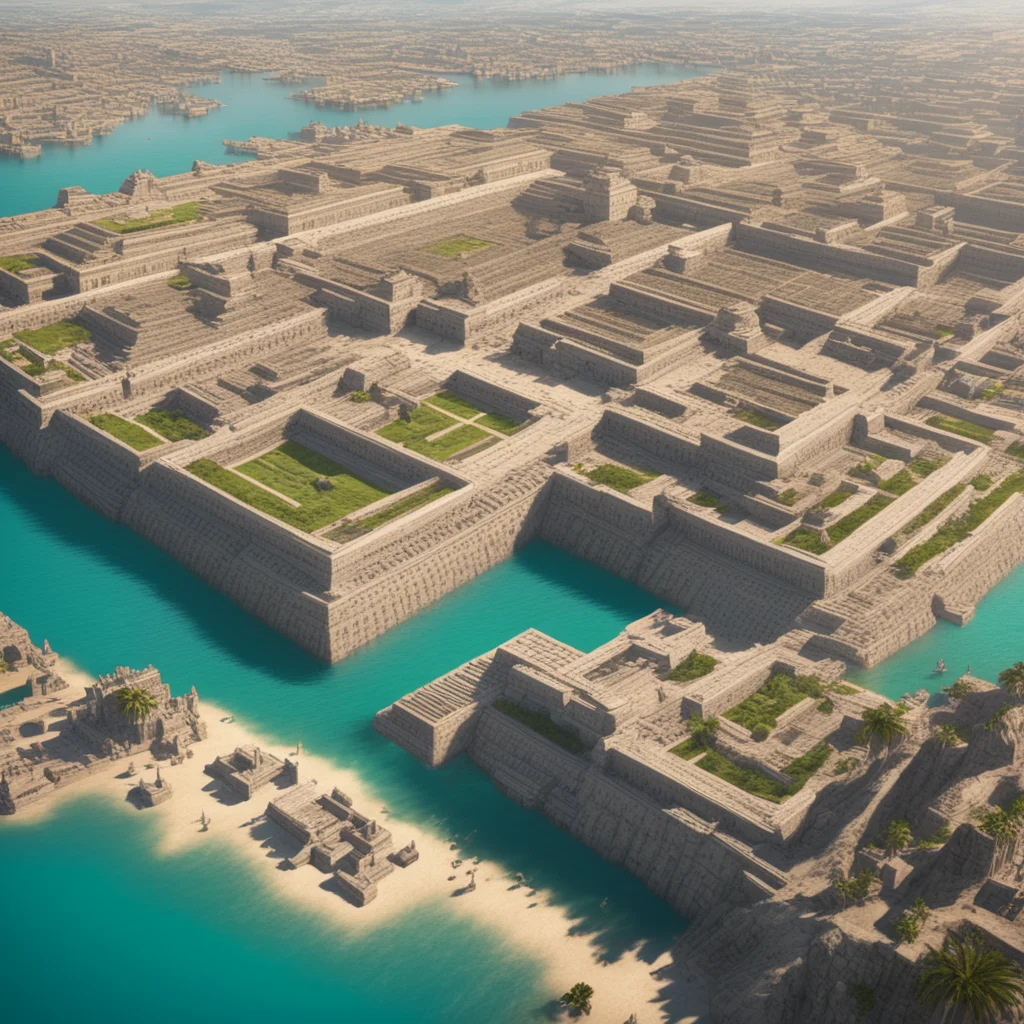 aerial wide shot of the ancient Aztec City Tenochtitlan built inside a lake crowded cinematic perspective sunny weather 