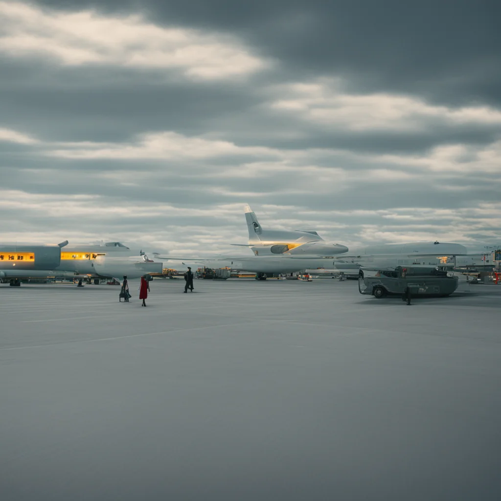 airport cinematic shot in the style of La La Land —w 500
