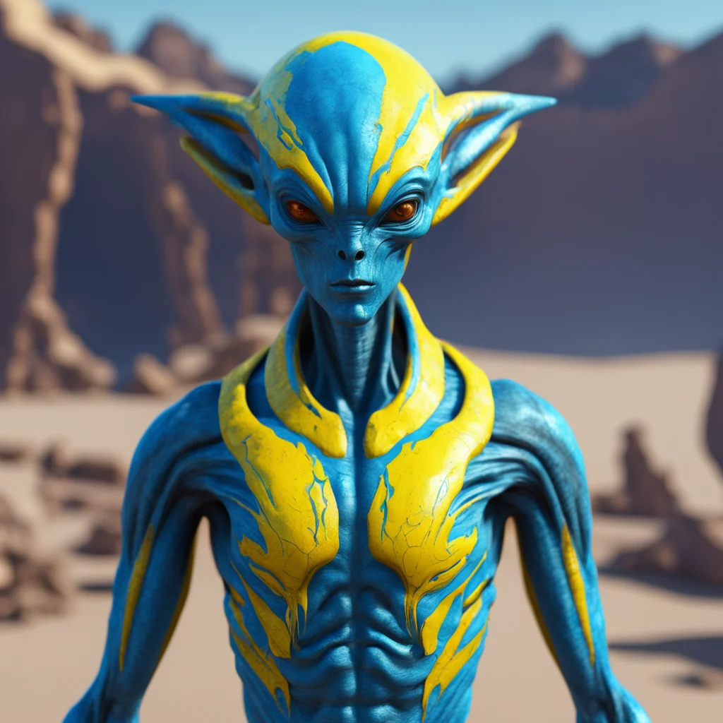 alien in aztek clothesyellow and blue color 8k octane render photorealistic ar 75