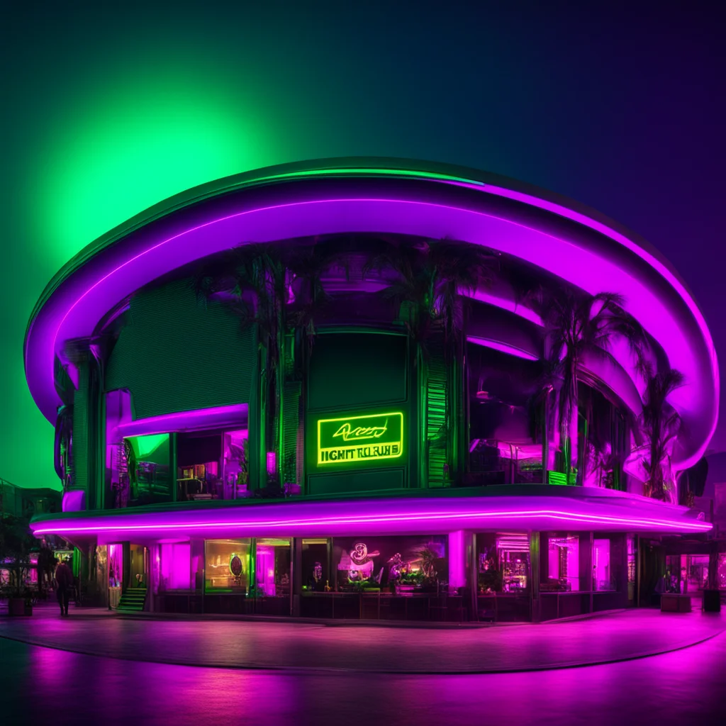 alien night club exterior quirky weird architecture deep rich color palette aspect 919 fast