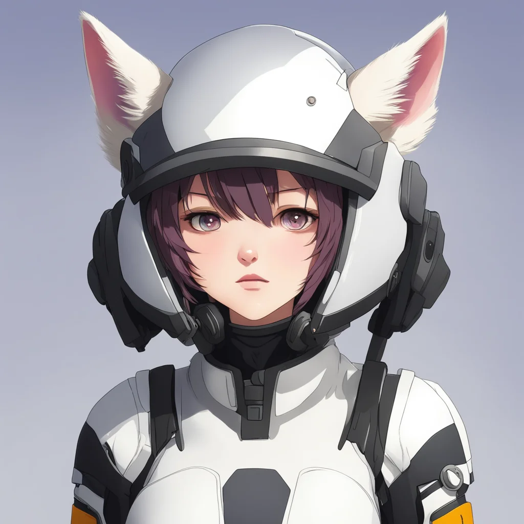 an anime neko girl with a helmet in the style of kameloh