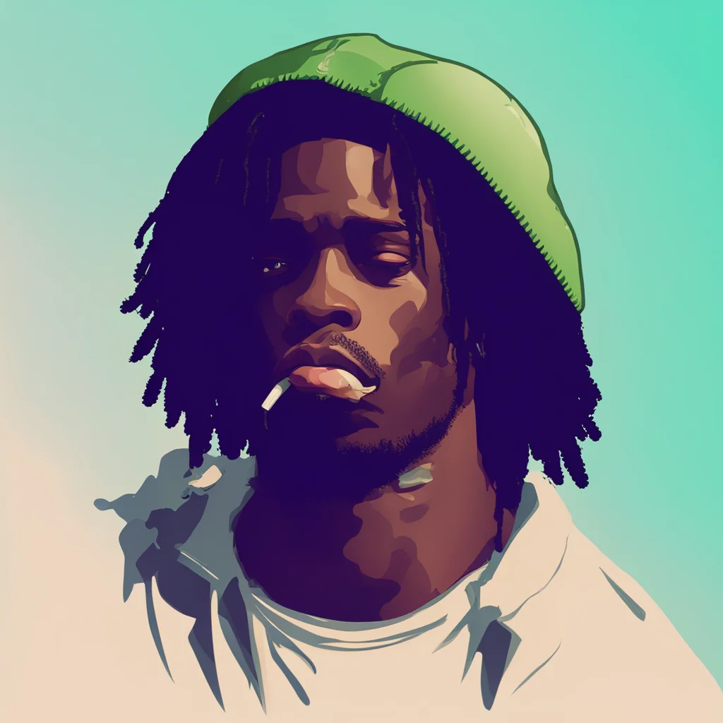 an app icon of chief keef smoking in a simplistic art style