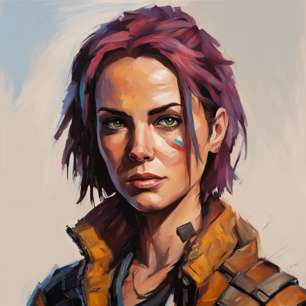 an oil painting of Natalie Watson from Waypoint in the style of Borderlands