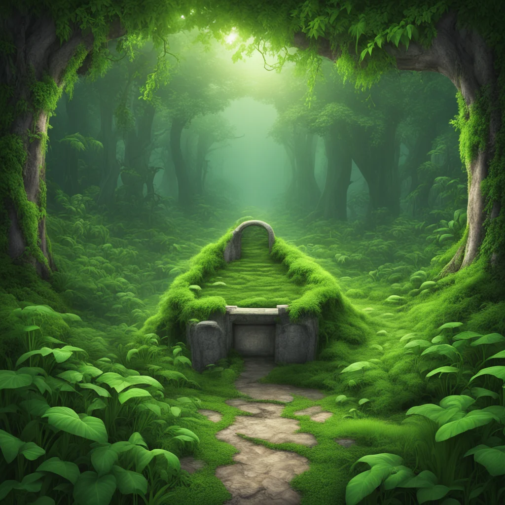 an open grave is a portal to lush green magical paradise high detail