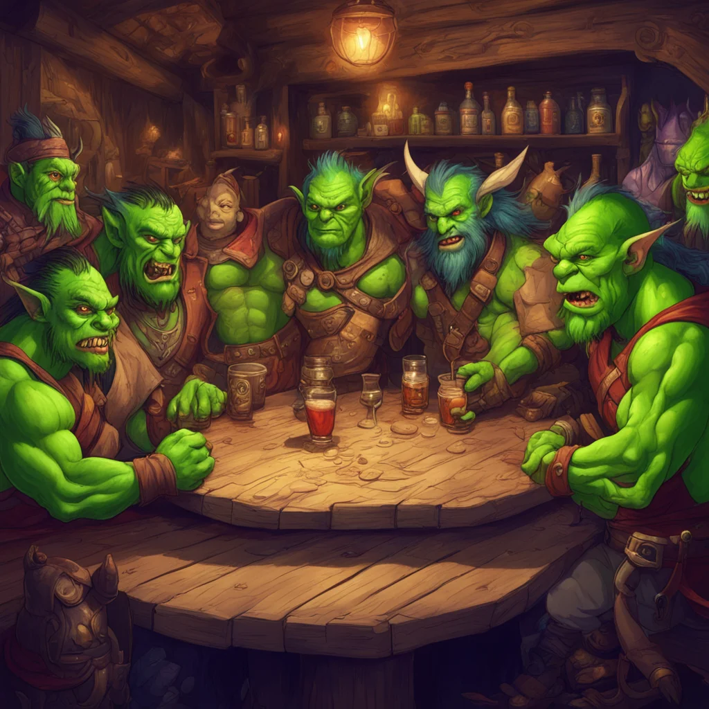 an orc three elves a dwarf and a dragon taking DMT together at the tavern