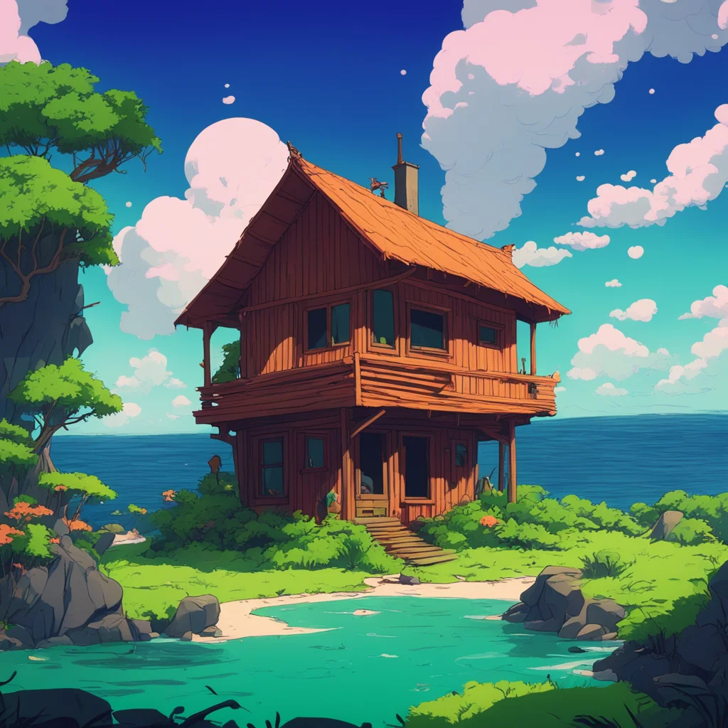 an unaccompanied tiny fantasy cabin sits on the island of storms by ping pong the animation lp