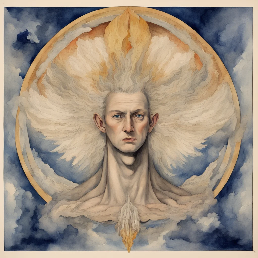 ancient of days in the style of William Blake Augustus Knapp proportional watercolor symmetry portrait