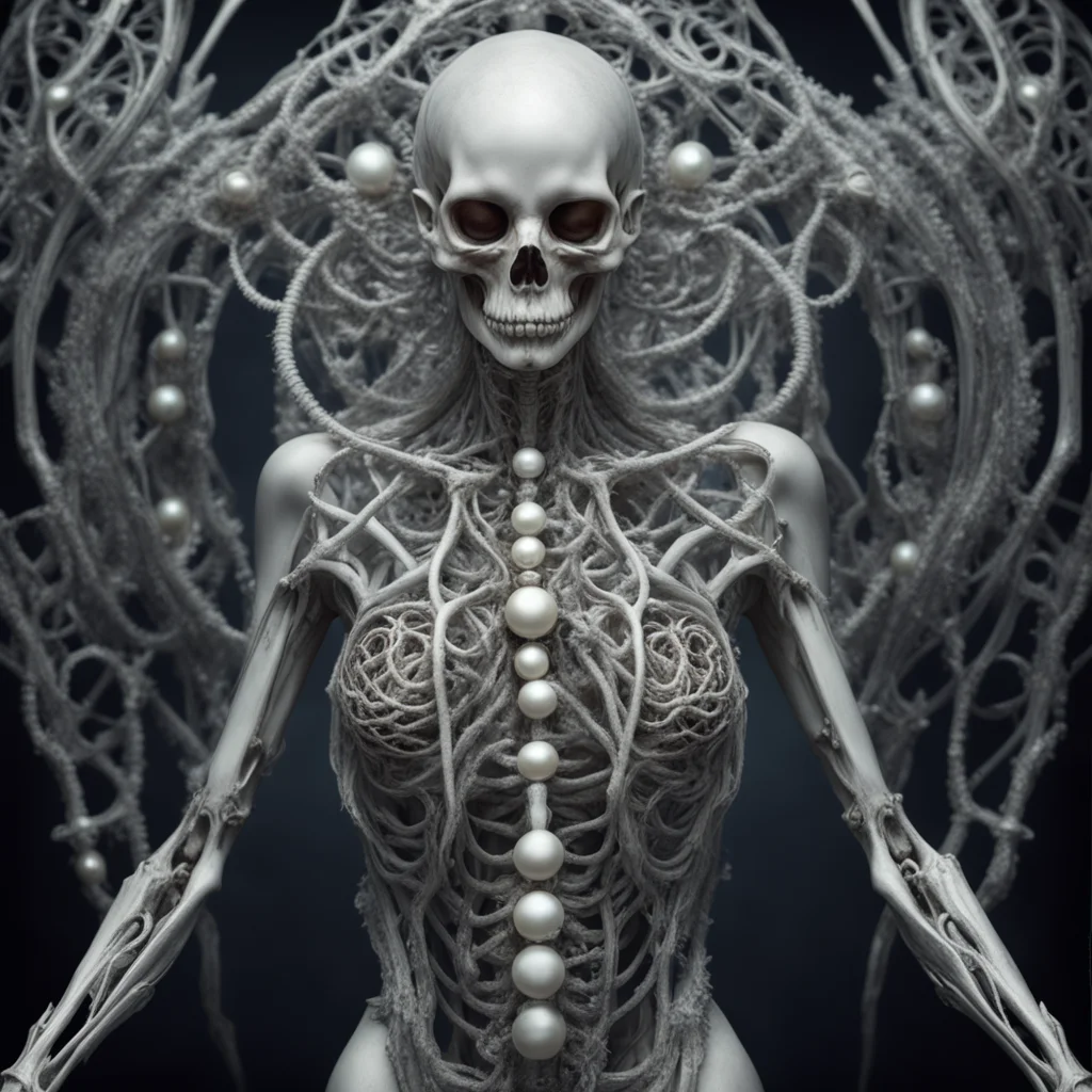 ancient tech artifact art nouveau skeletal horror of body viscera silver metal pearl fluffy wet lithe slithery cinematic