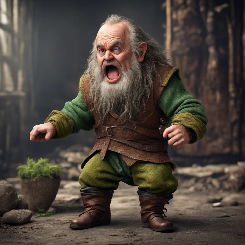 angry fairytale dwarf rumpelstiltskin throwing a tantrum photo real hyper realism high definition —h 2000 —w 1000