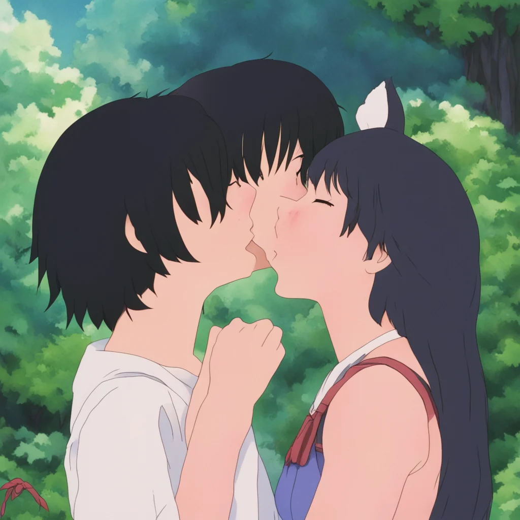 anime still of casca making out with princess Mononoke