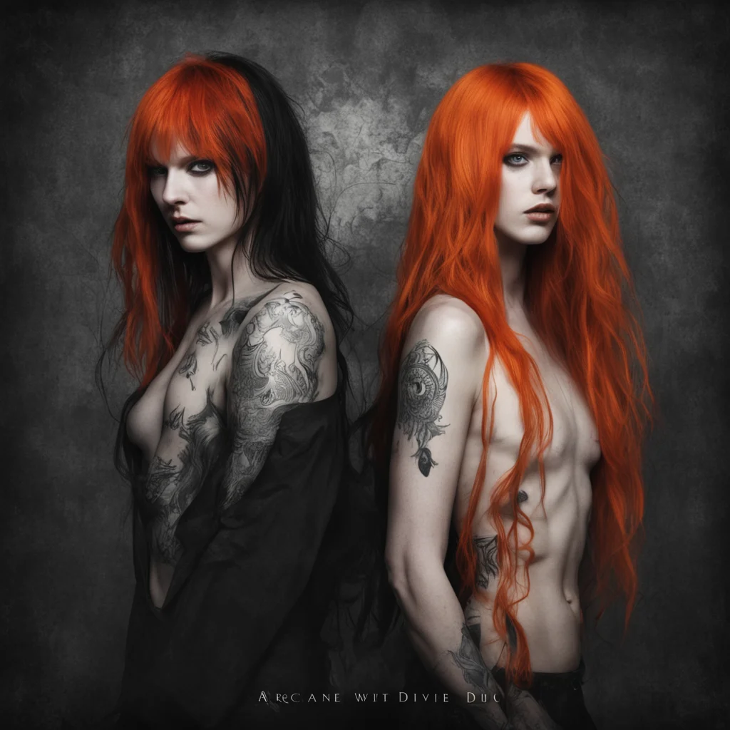 arcane divide horror duo man with black hair woman with orange hair album cover