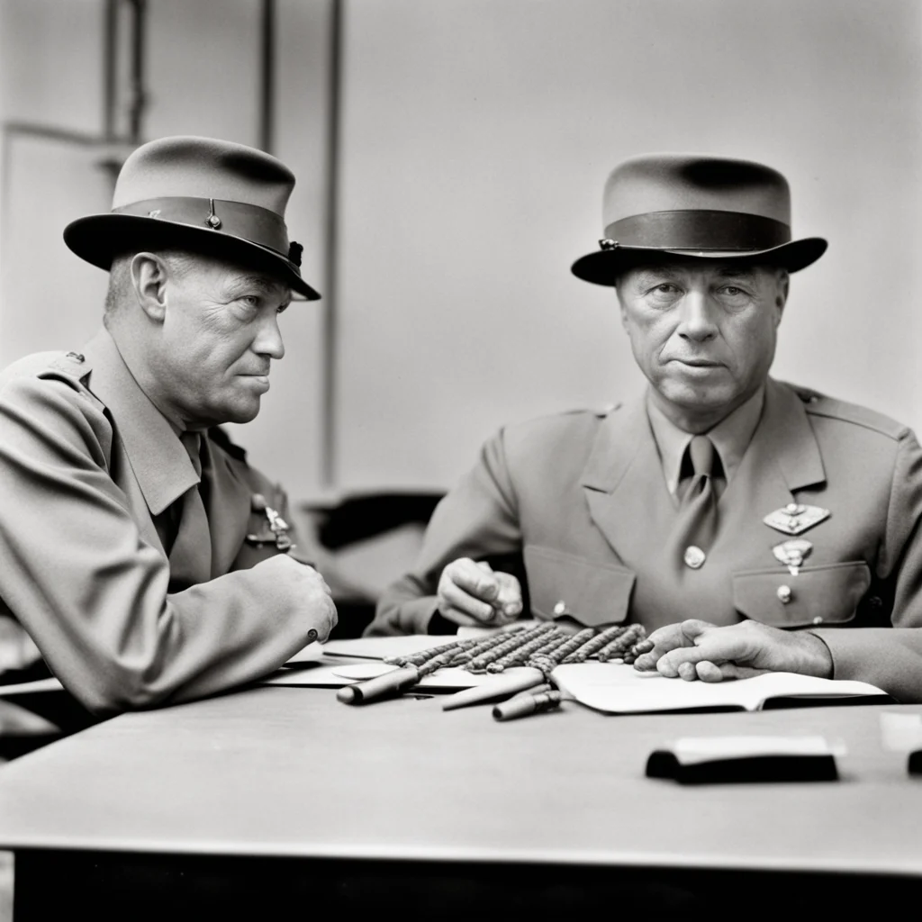 archival photograph ww2 american drill sergeant strategizing at table