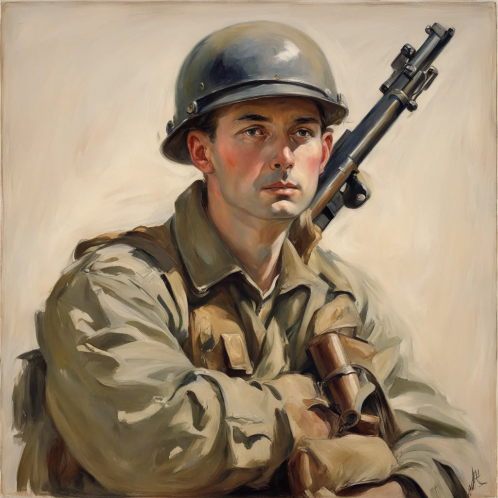 art by john singer sargent ww2 american soldier m1 carbine resting on shoulders