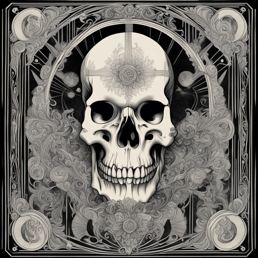 art deco skull design tarot card ar 916