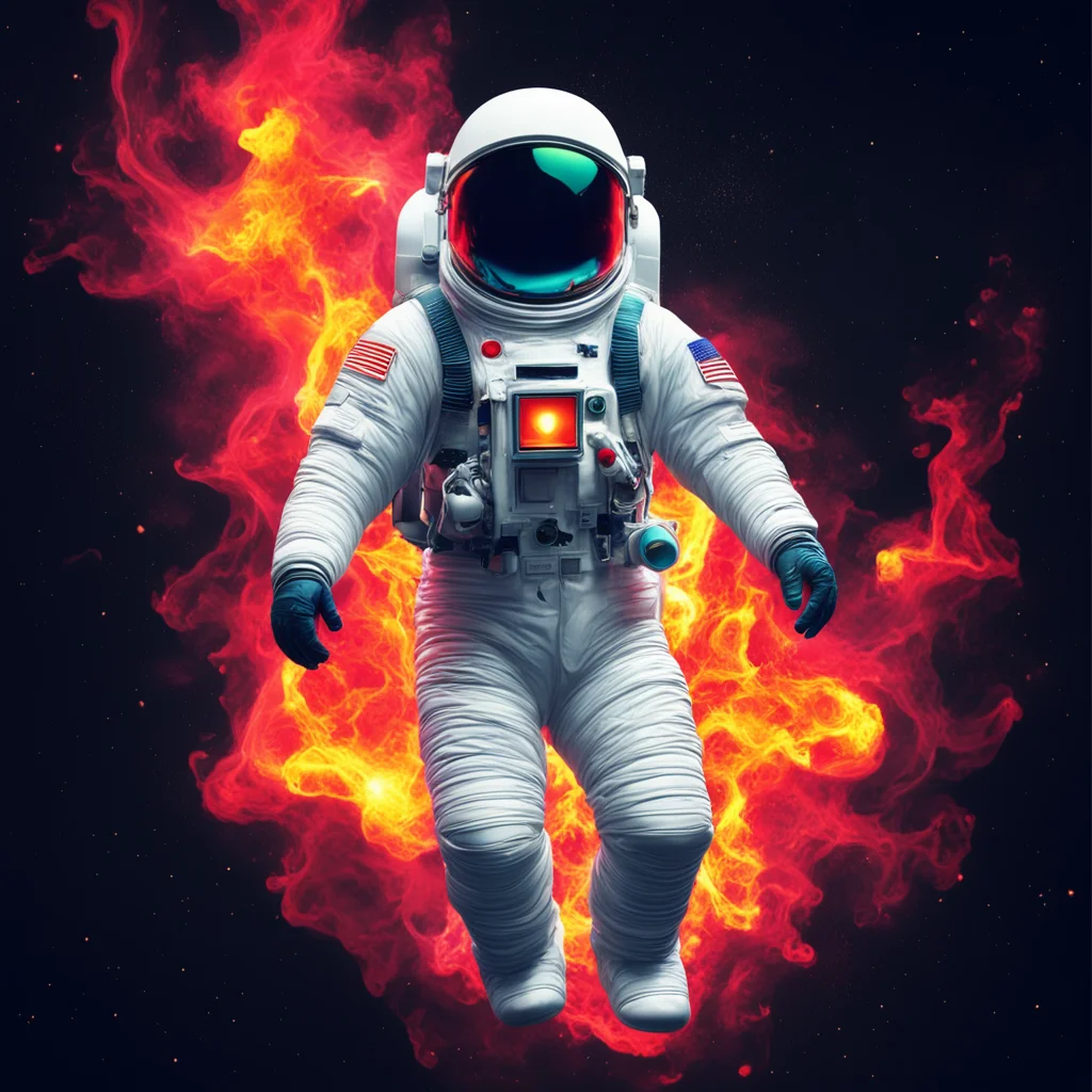astronaut with helmet filled with lava lamp fluid floating in space digital art