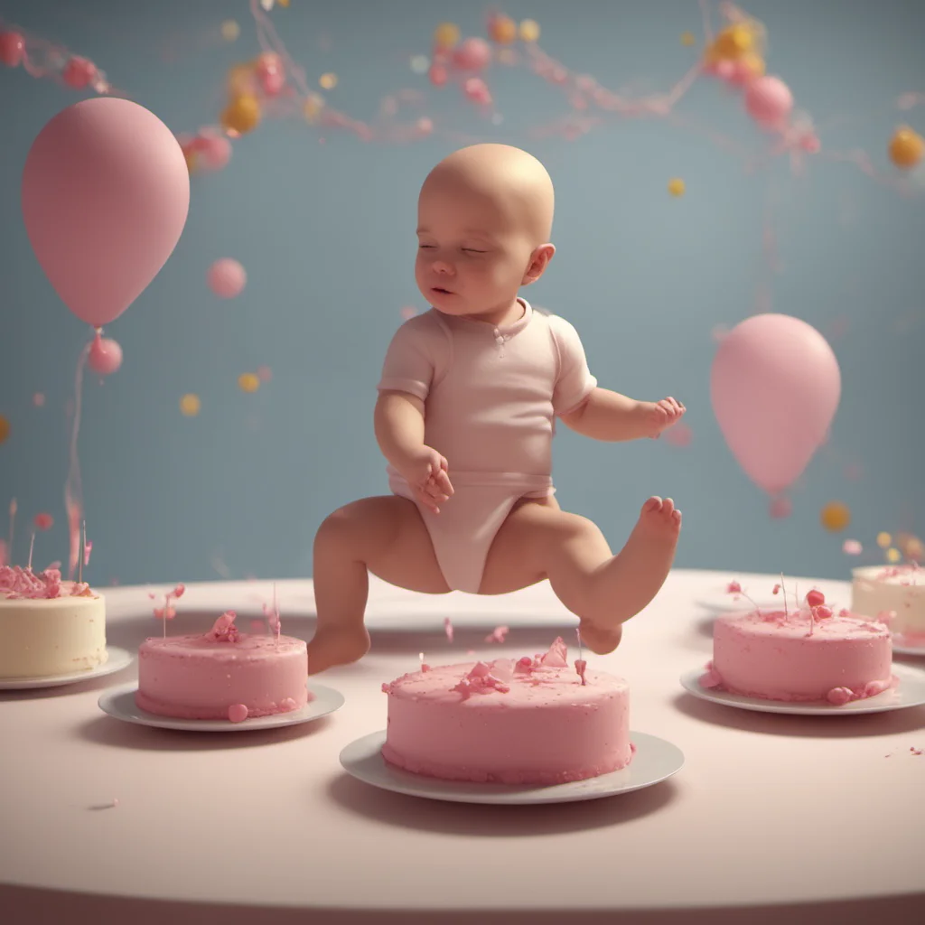 baby dancing cake cartoonist surreal cinematic 4k