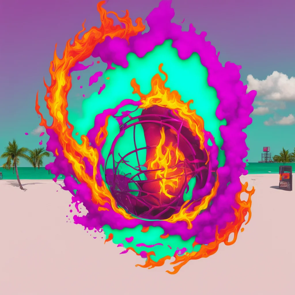 basketball net and hoop logo the ball is on fire vice city south beach wynwood