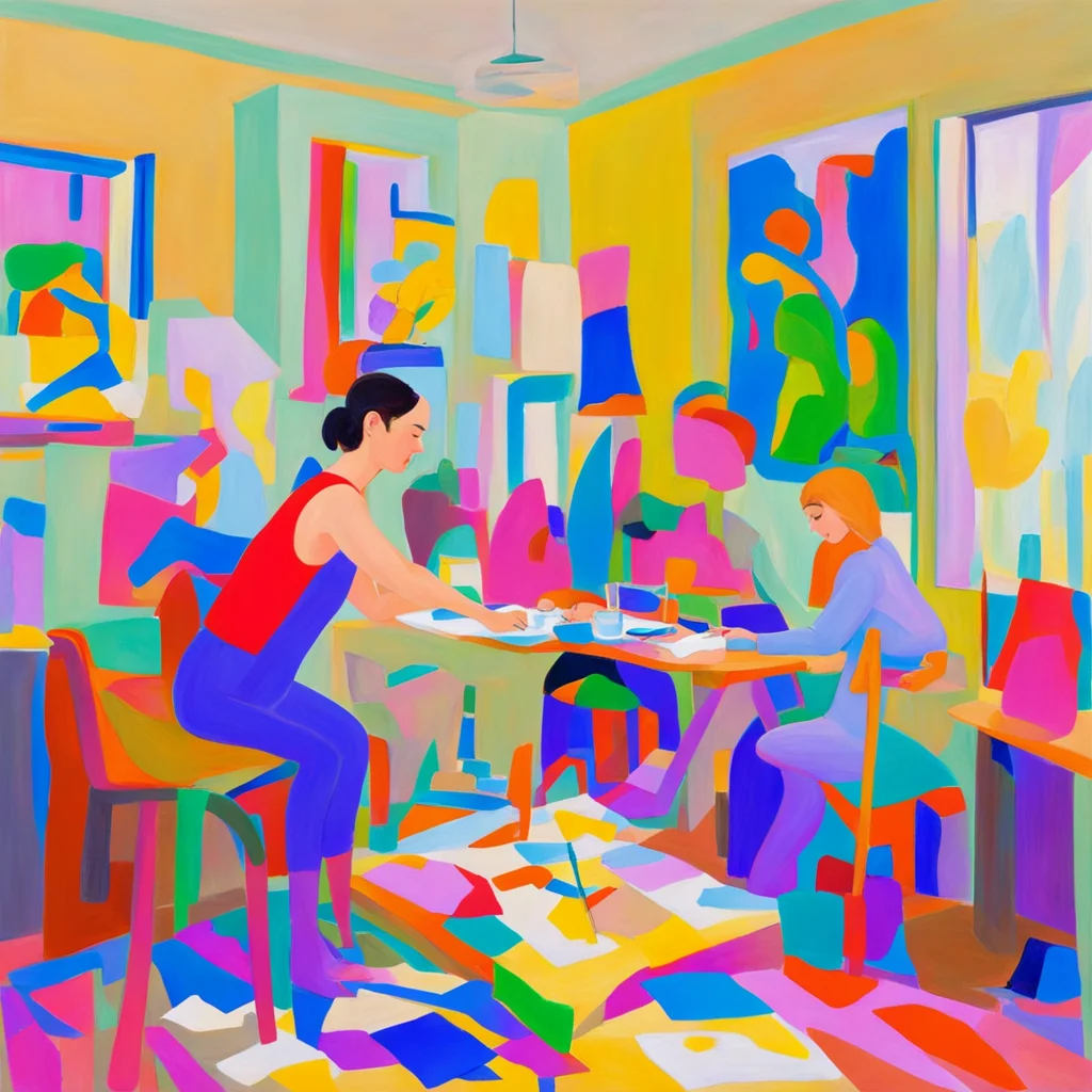 beautiful painting of artist working together in a residency by matisse detailed trending on artstation