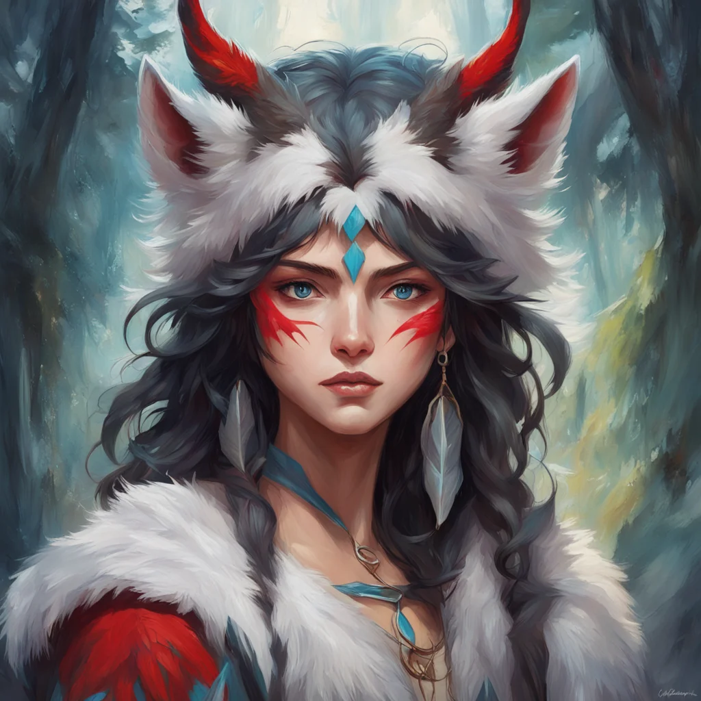 beautiful princess mononoke portrait oil painting portrait palette knives intricate complexity rule of thirds in the sty