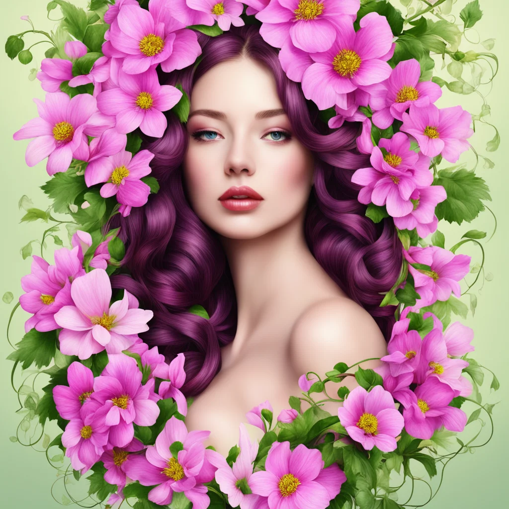 beautiful women composed of flowers and vines