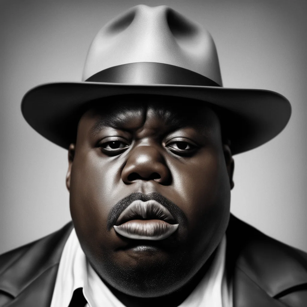 biggie smalls with tape over his lips and a cowboy hat portrait HD photo realistic