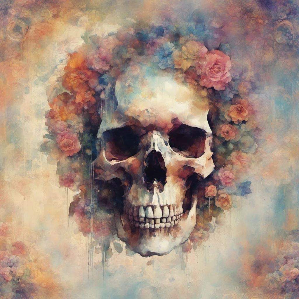 binary code skull 2 by alfons mucha 2 heavily glitched layers of watercolours  flowers whirlwind  video wallpaper