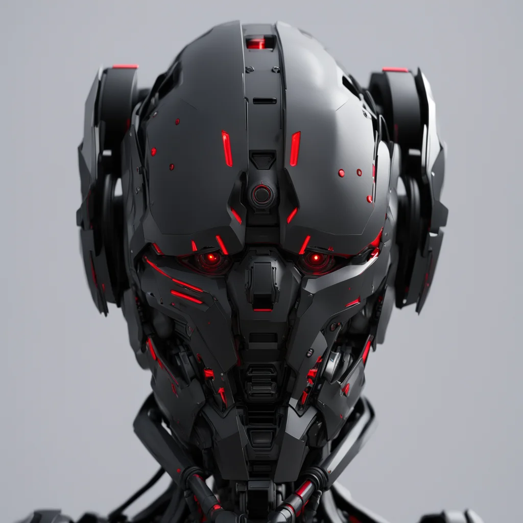 black mech mask robot max details red eyes hard surface futuristic octane render