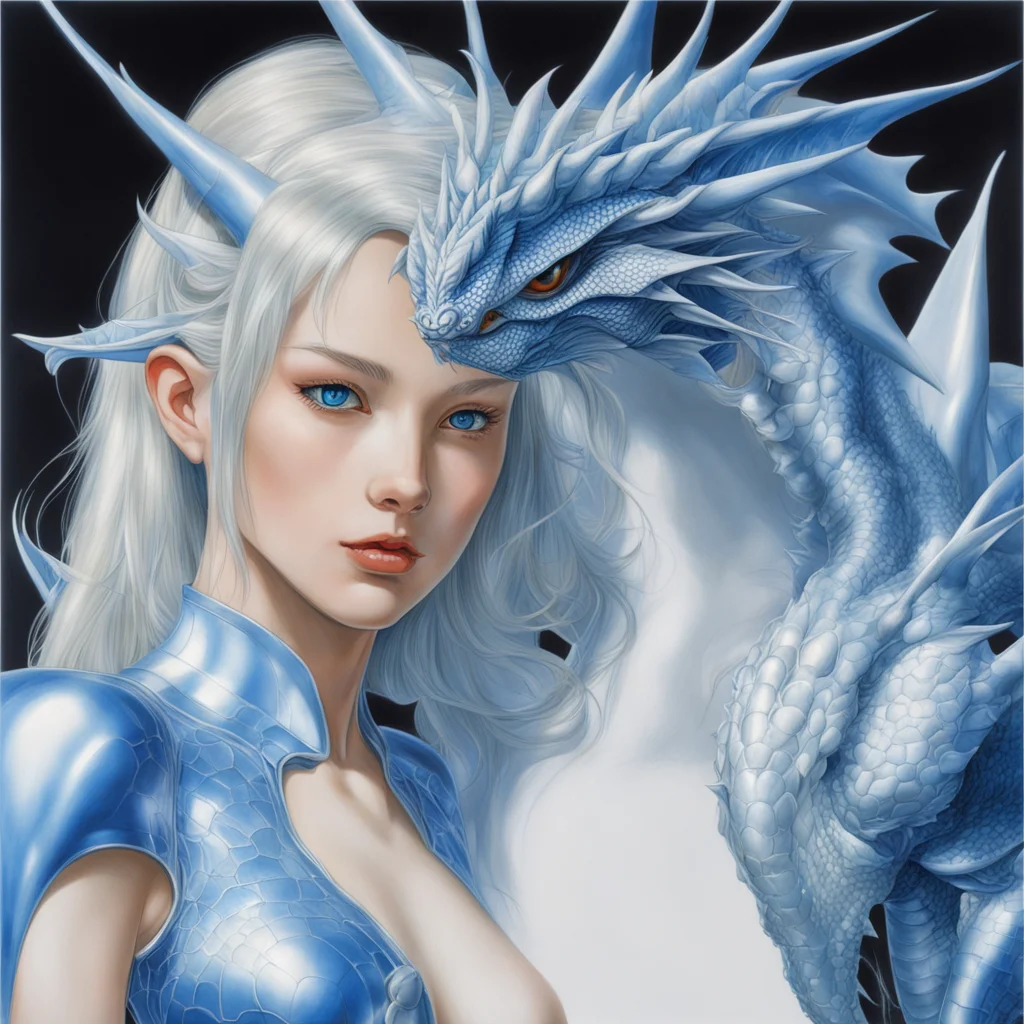 blue eyes white dragon and a girlby hajime sorayama —h 350