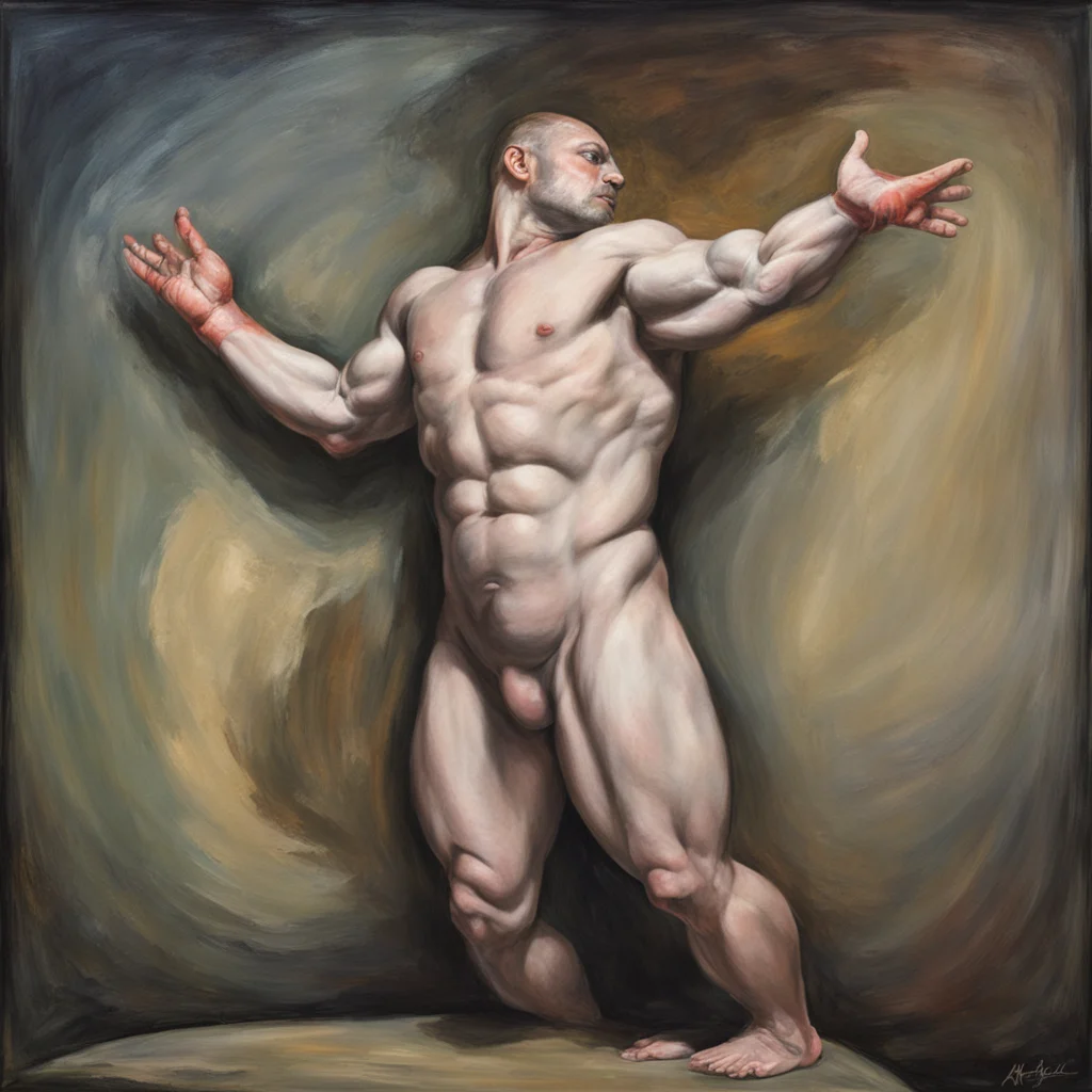 body building rainbow trout extreme muscles in style of Caravaggio —ar 45